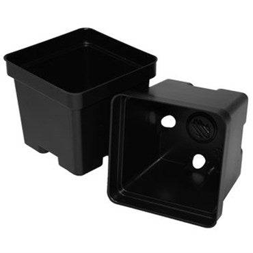 T.O. Plastics Square Pot Black 4.5" Squat CASE 375/Cs