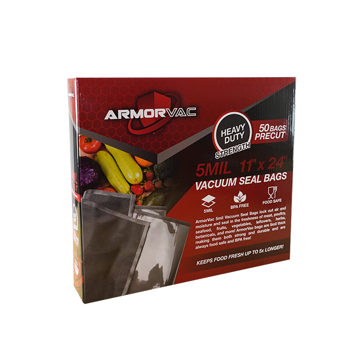 ArmorVac Precut Vacuum Seal Bags Black & Clear 11" X 24" 5mil
