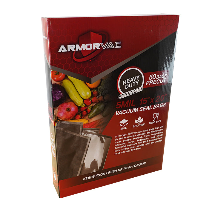 ArmorVac Precut Vacuum Seal Bags Black & Clear 15" X 20" 5mil