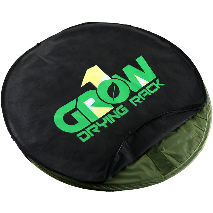 Dark green round cloth storage pouch for drying rack