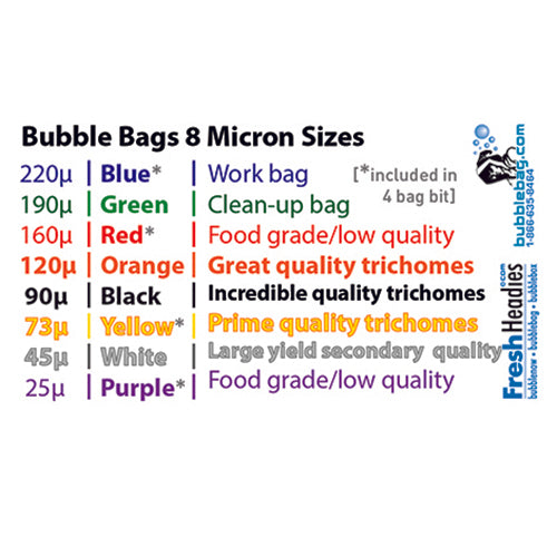 Fresh Headies Bubble Bag 'Original' 8 Bag Set - 20/32 Gallon