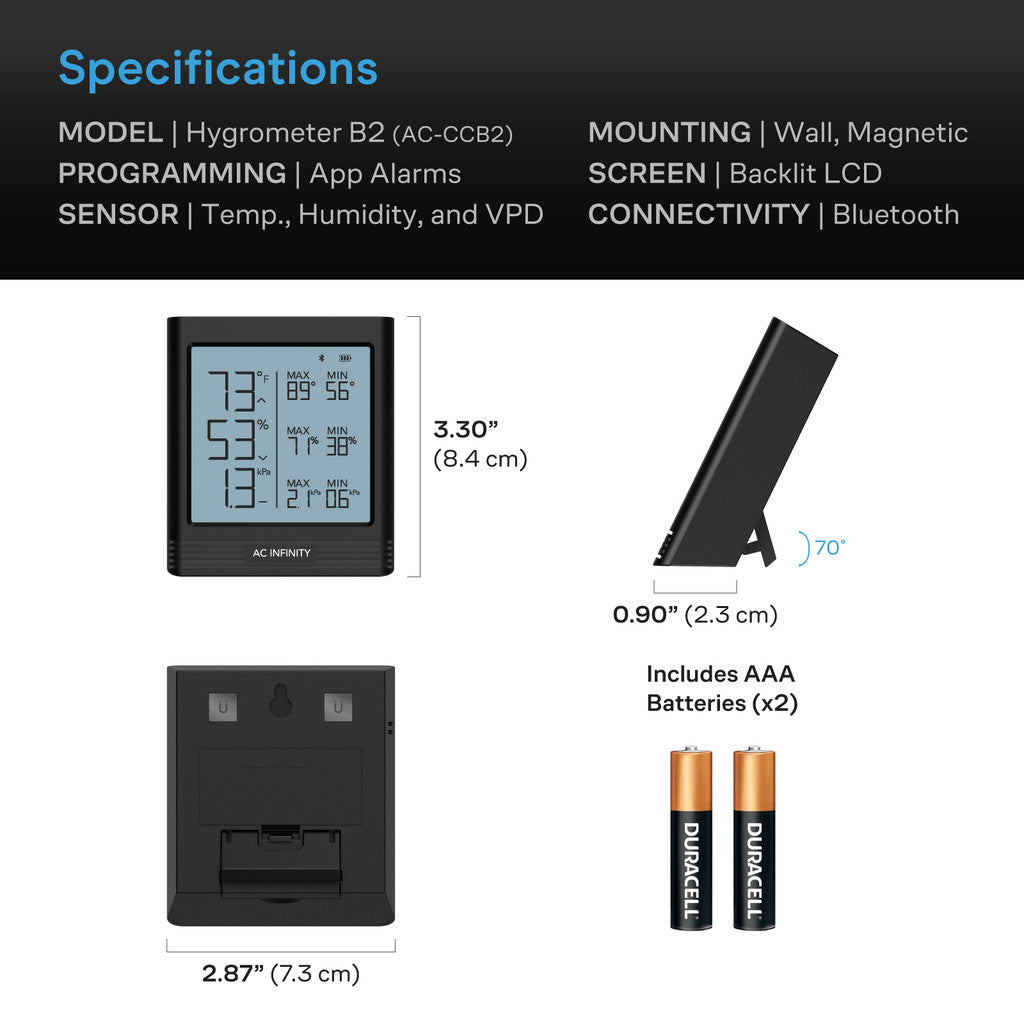 AC Infinity Smart Thermo-Hygrometer B2  with Integrated Sensor