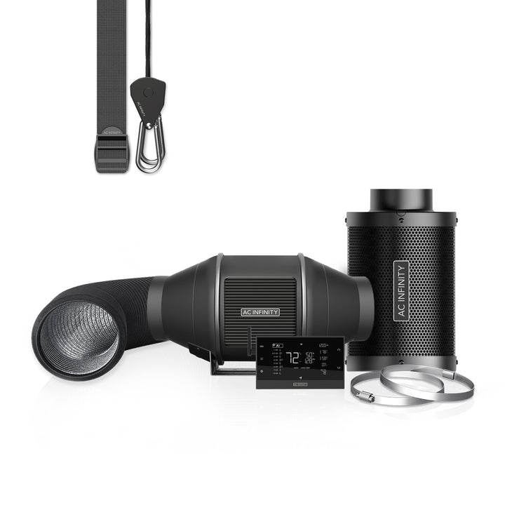 AC Infinity Air Filtration Kit PRO 4", Inline Fan with AI Powered Controller, Carbon Filter & Ducting Combo