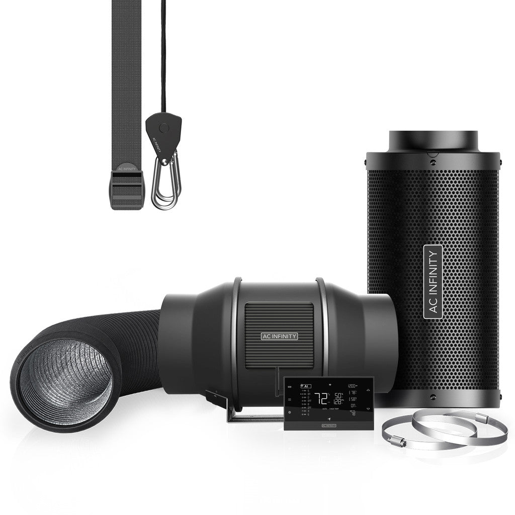AC Infinity Air Filtration Kit PRO 6", Inline Fan with AI Powered Controller, Carbon Filter & Ducting Combo