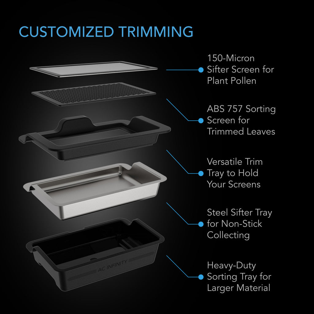 AC Infinity Large Trim Tray System,  3-Tray & 2 Screen Kit, Interchangeable and Ergonomic Design