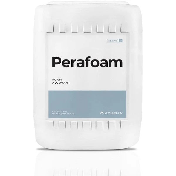 white 5 gallon plastic container with gray accent and black lettering