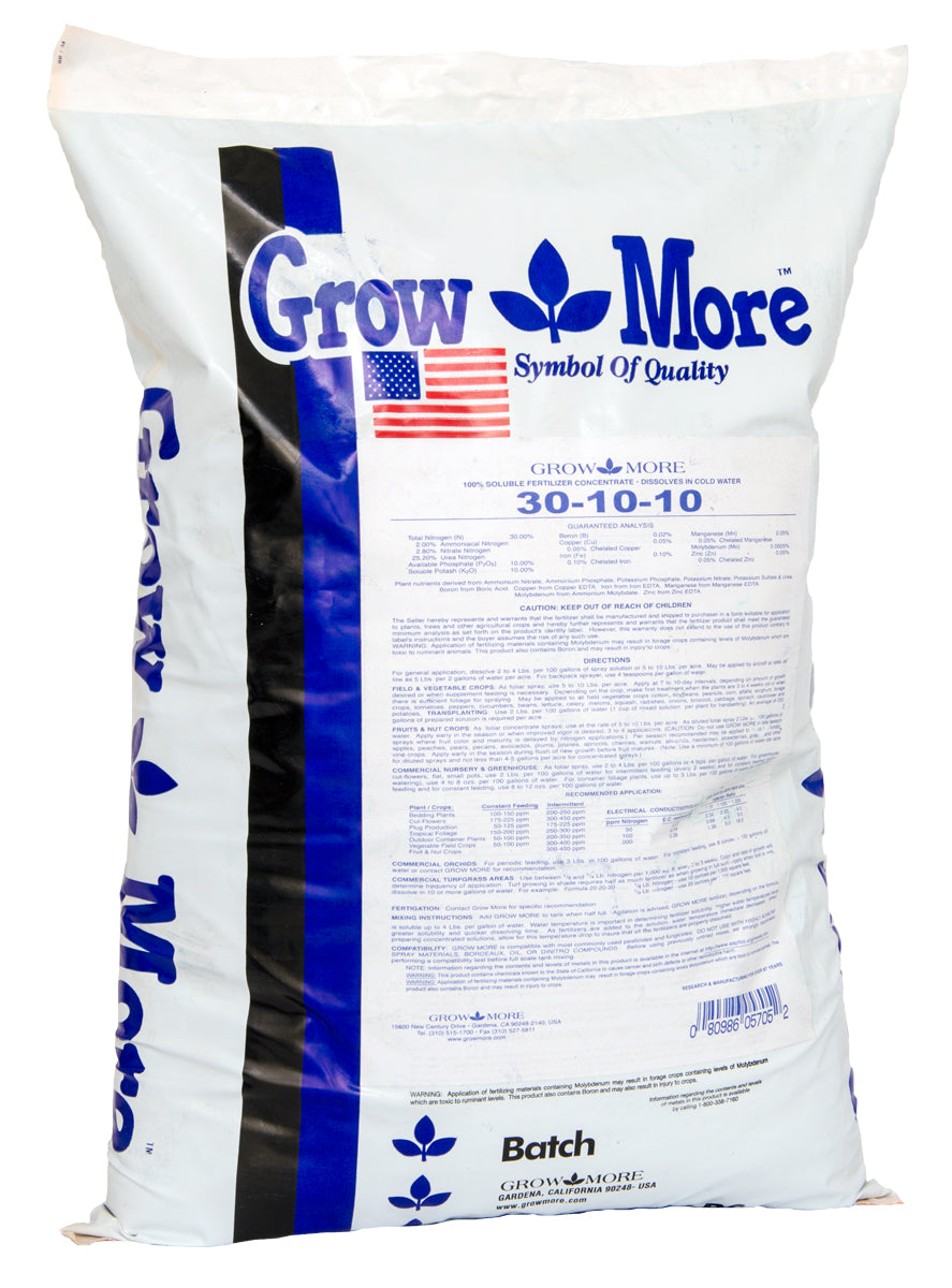 Grow More Water Soluable 30-10-10, 25lb