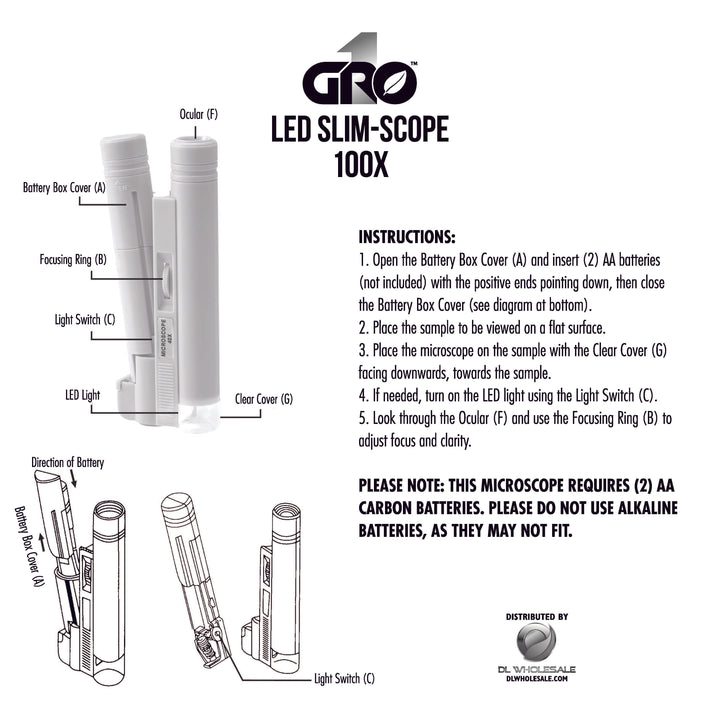 Grow1 LED Slim Microscope 100x