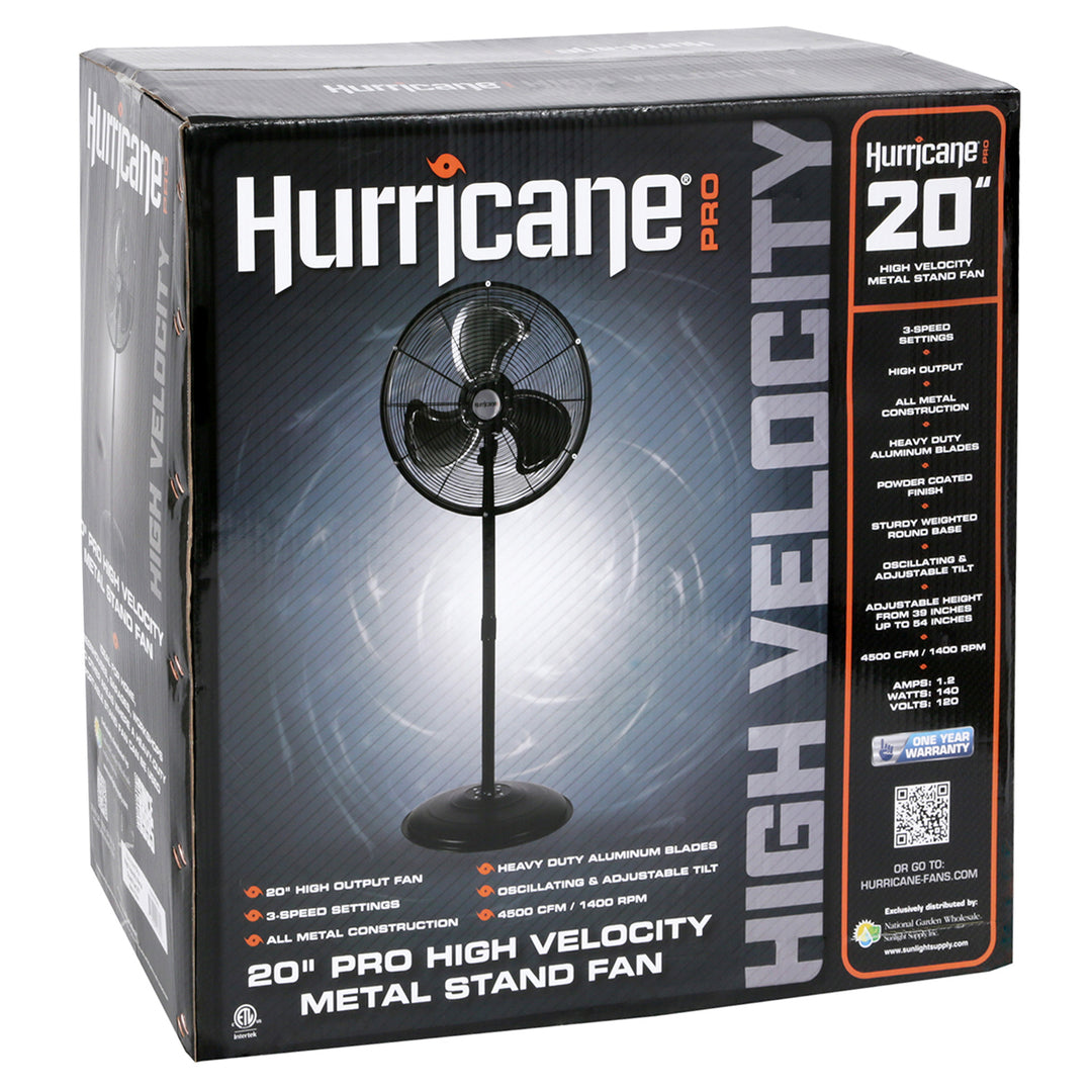 Hurricane PRO High Velosity Oscilllating Metal Stand Fan 20"