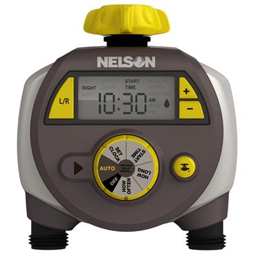 Nelson 2-Port Electronic Sprinkler Timer 2-Zone 6-Cycle