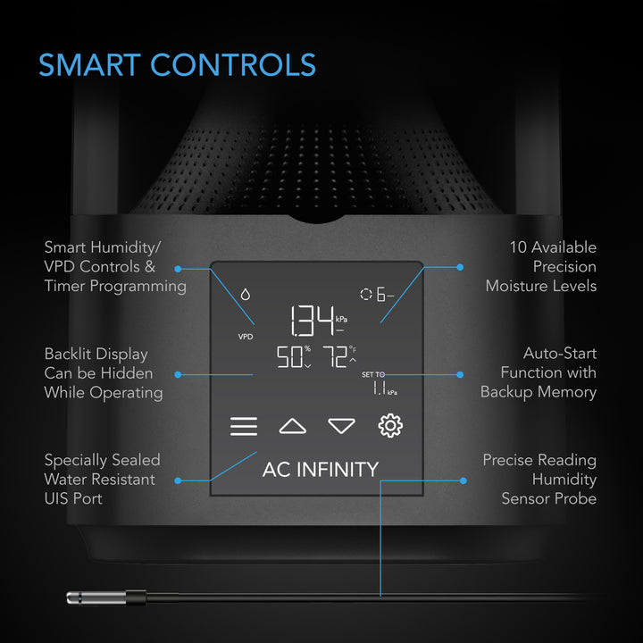 AC Infinity CLOUDFORGE T3, Environmental Plane Humidifier, 4.5L, Smart Controls, Targeted Vaporizing