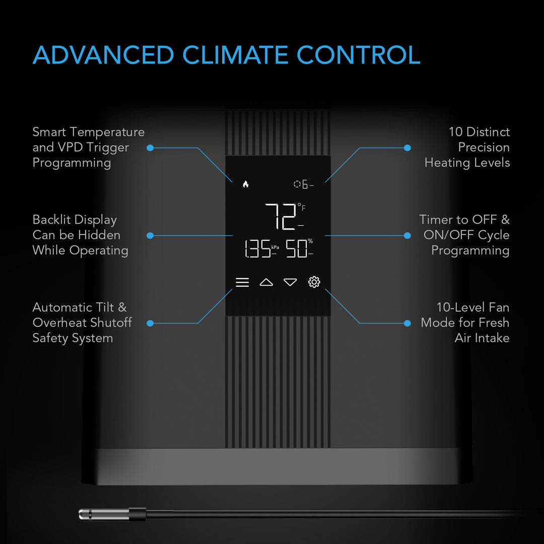 AC Infinity THERMOFORGE T3, Environmental Plant Heater,Smart VPD Controls, True 10 Heat Levels, Tubing Extends into Grow Tent