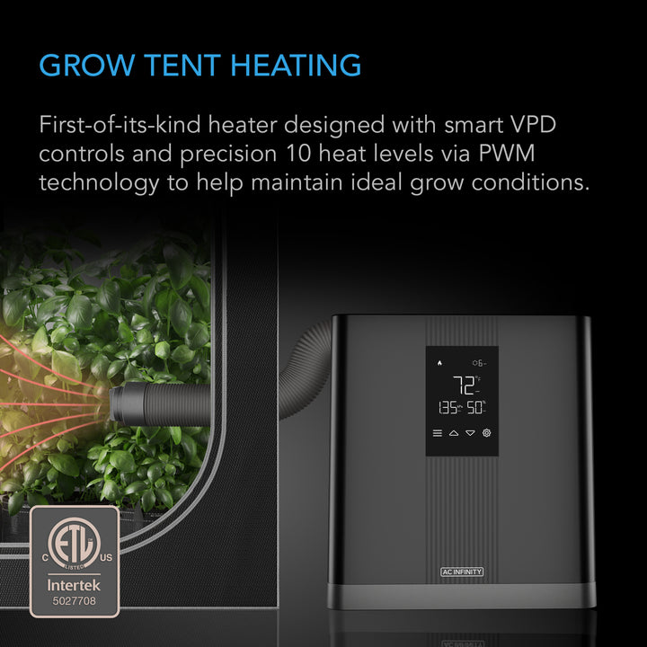 AC Infinity THERMOFORGE T3, Environmental Plant Heater,Smart VPD Controls, True 10 Heat Levels, Tubing Extends into Grow Tent