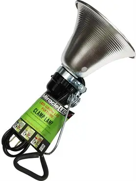 MiracleLED Clamp-On Grow Lamp - LED Ready Adjustable Plug-in Light Socket with 5.5" Aluminum Reflector