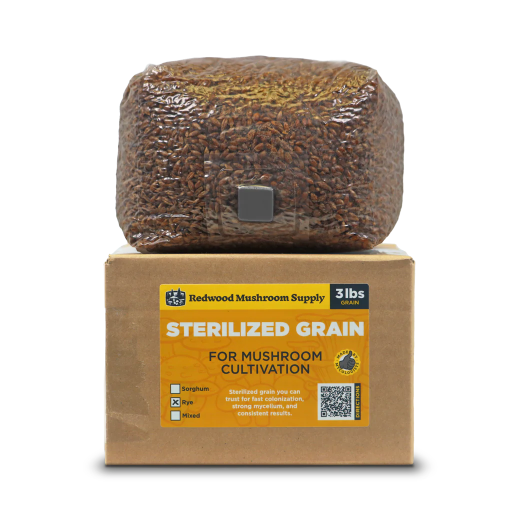 Redwood Mushroom Supply Sterlized Rye Grain Bag ( 3lbs )