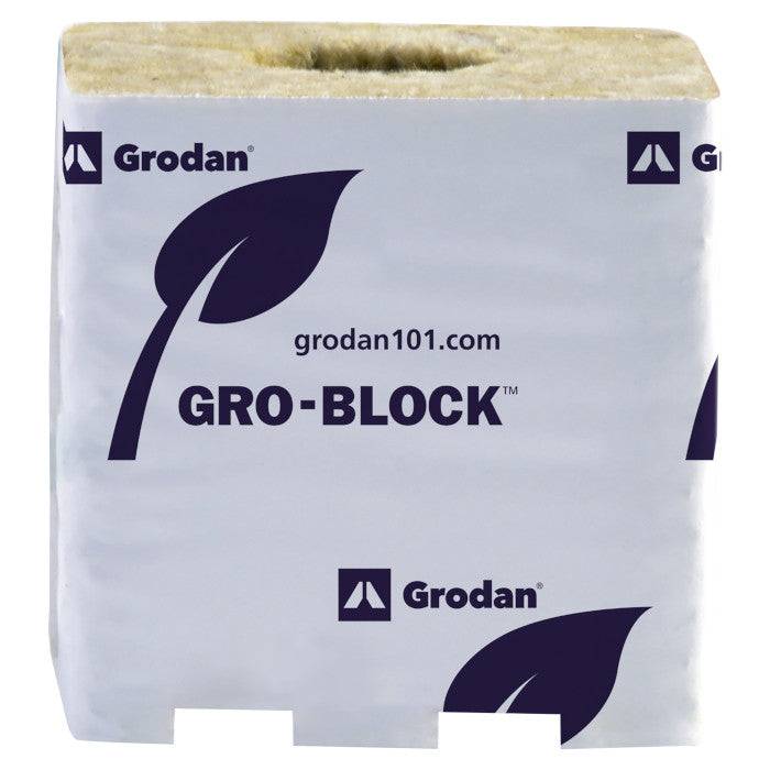 Grodan IMPROVED GR10 Large 4" X 4" X 4" w/Hole - Wrapped Strip of 6
