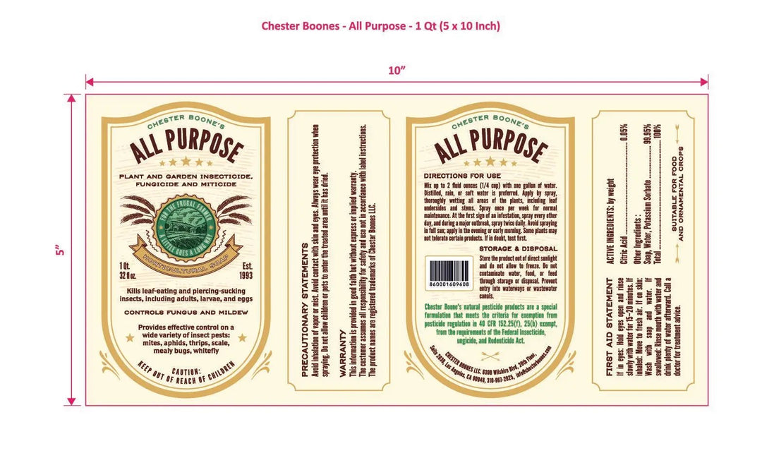 Chester Boone's All Purpose Insecticide / Fungicide / Miticide Quart