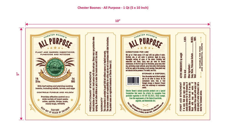 Chester Boone's All Purpose Insecticide / Fungicide / Miticide Quart