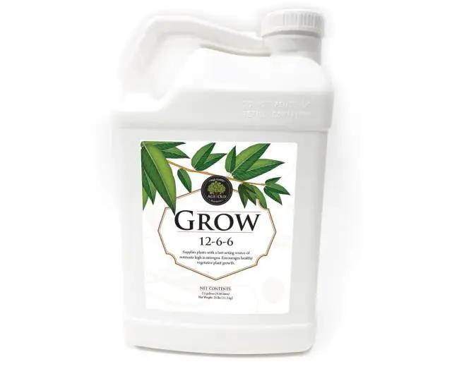 White container labeled 'GROW' with green leaf design on a white background