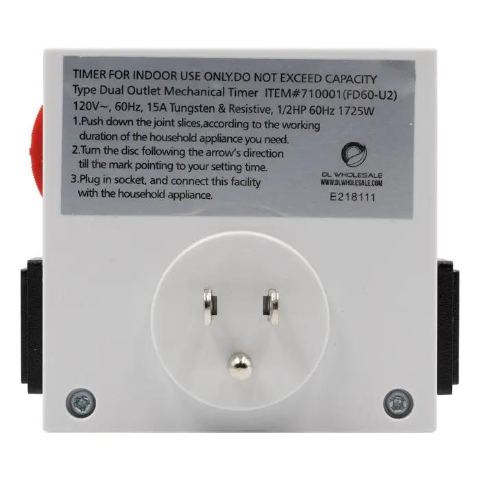 Grow1 Dual Outlet Mechanical Timer 120V