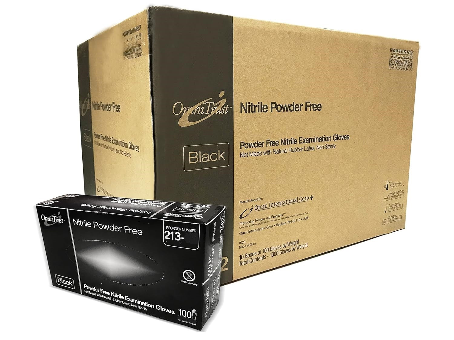 Brown Case and Black Box of Gloves