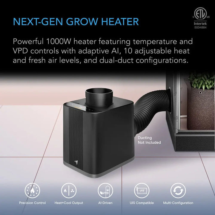 AC Infinity Thermoforge T7 Plant Heater 1000W with AI-Powered VPD Temp Controller