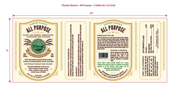 Chester Boone's All Purpose Insecticide / Fungicide / Miticide Gallon