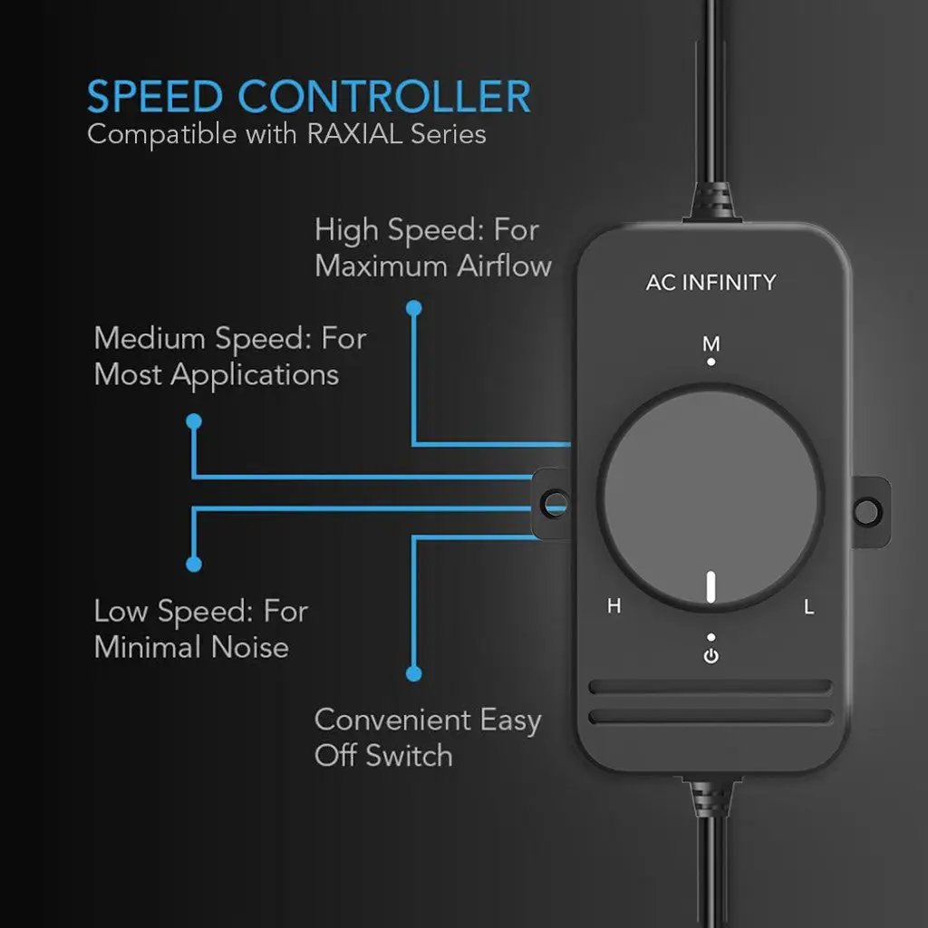 AC Infinity RAXIAL S8 Inline Booster Duct Fan 8" with Speed Controller