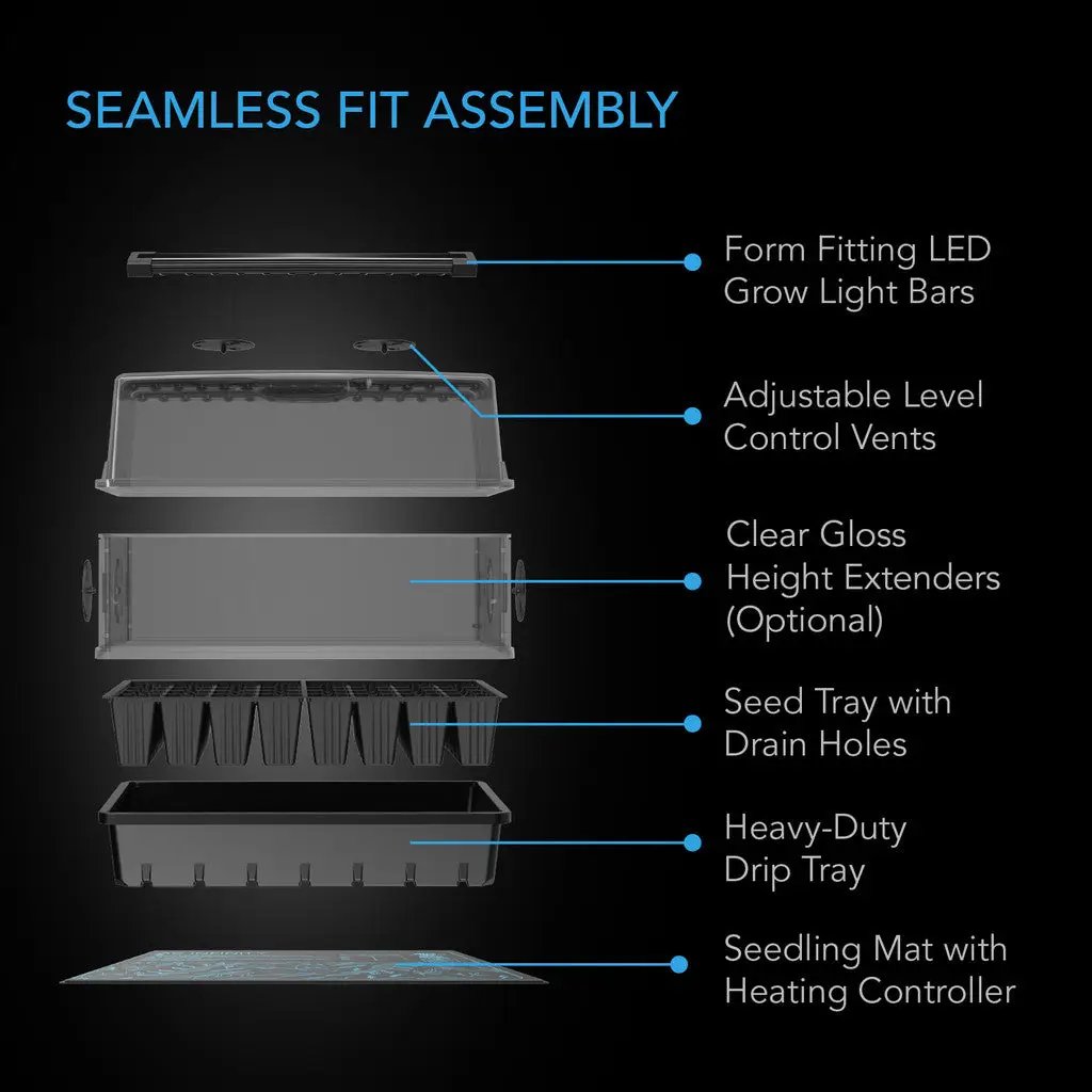 AC Infinity Heavy-Duty Humidity Dome 5x8 Kit with LED Lighting and Heating Mat